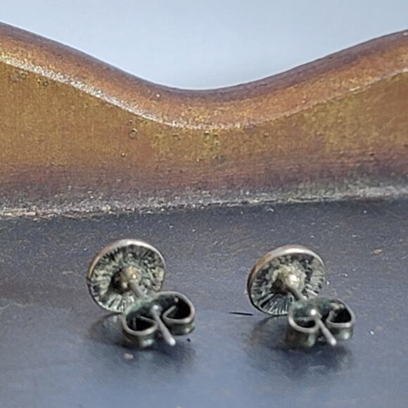 Turquoise Hexagon Stud Earrings with Vintage Filigree Setting, Elegant Design - Picture 10 of 10